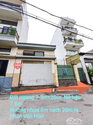 gấp bán lô đất 7.3mx20m.nh 7.6m.đường nhựa 8m.cách 20m ra phan văn hớn bà điểm hóc môn.chỉ 6 tỷ 190