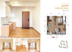 cho thuê cc akari city nam long, 9 triệu vnd, 56m2, 2pn, 1wc, hướng bắc, đầy đủ nội thất