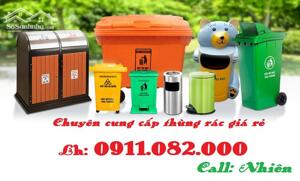 Đại hạ giá thùng rác nhựa giá rẻ- Thùng rác 120l 240l 660l màu xanh- 0911082000