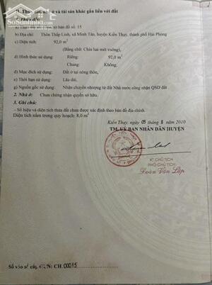 Bán đất 362 Minh Tân - Kiến Thụy - Hải Phòng