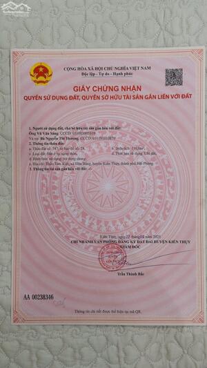 Bán lô đất mặt đường 405 Hữu Bằng, Kiến Thụy, Hải Phòng