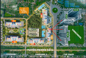 bán căn 1 phòng ngủ +1, diện tích 48m² tòa g2, giá 3.55 tỷ, thanh toán giãn đến 2027, the sola park