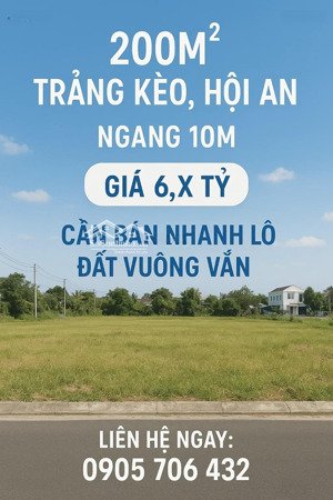 bán gấp đất trảng kèo hội an 200m chỉ 6,x tỷ