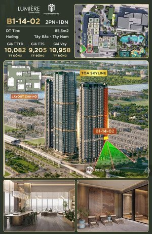 bán căn hộ 03 phòng ngủ 85,5m2 tại lumiere prime hills dự án vinhomes cổ loa