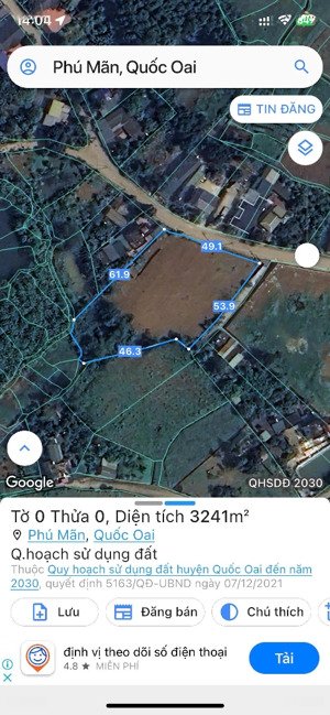 chính chủ bán lô góc dt 3320m2 tại đồng vỡ - xã phú mãn, quốc oai phù hợp để phân lô làm nghỉ dưỡng