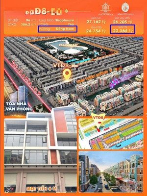 shophouse, mt 6m, 96m2 - vtđ 8, vin ocp 3, đường 26,5m, trước khu grandworld, tổ chức sự kiện lớn