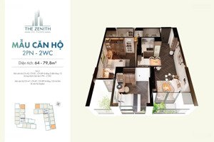 bán căn 2 phòng ngủ 2 wc- 66m2- tầng đẹp- ban công đông nam- chung cư the zenith kiến an hải phòng