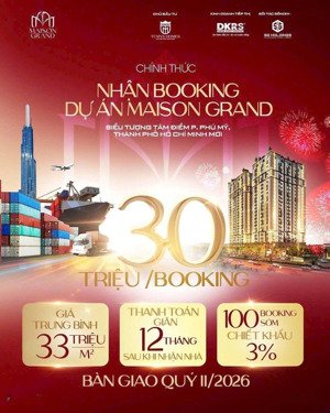 bán căn hộ 2pn maison grand, tâm điểm phú mỹ giá chỉ 1.6 tỷ/ căn. thanh toán 50% nhận nhà