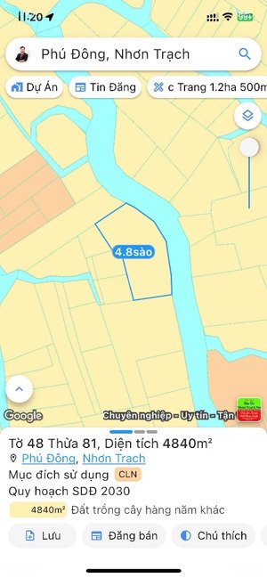 bán đất mặt sông xã phú đông gần 5000m2, sổ đỏ giá rẻ
