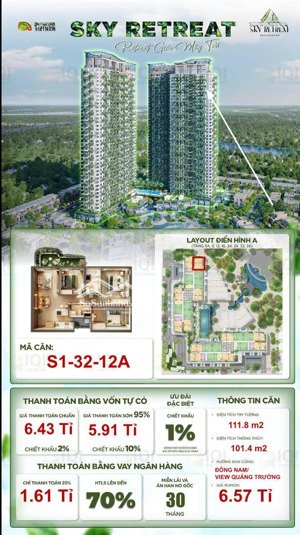 siêu phẩm hoa hậu quảng trường ôm cả bầu trời tinh hoa toà s1 tầng 32.12a - 3 phòng ngủ 2 sân vườn