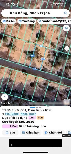 bán đất tại phú đông, nhơn trạch. dt 10mx21m, pháp lý đầy đủ, không gian lý tưởng, sinh lời nhanh