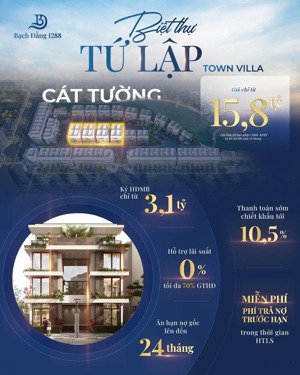 sở hữu ngay biệt thự ven sông tại khu đô thị bạch đằng ngay đối diện trung tâm hành chính mới.