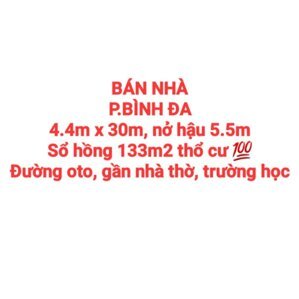 BÁN NHÀ ĐẤT BÌNH ĐA, SỔ HỒNG RIÊNG THỔ CƯ, ĐƯỜNG OTO GẦN NHÀ THỜ, TRƯỜNG HỌC