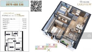 bán chung cư 2pn anland lakeview, lê quang đạo, giá 4,5 tỷ. full nội thất. sẵn sổ