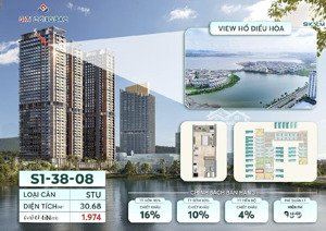 bán gấp căn hộ 1pn tại skym, giá trả thẳng 1,671 tỷ, 30,68m2 view vịnh biển và hồ nhạc nước