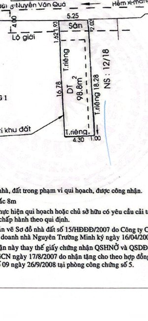 bán nhà hẻm xe hơi phường đông hưng thuận quận 12 (5,3x21m)
