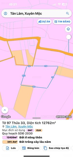 bán trang trại tại tân lâm, xuyên mộc, bà rịa vũng tàu, 720 triệu/ sào, 12890 m2