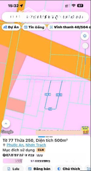 bán đất tại phước an, nhơn trạch, đồng nai. dt 14mx36,6m, phong thủy tốt, pháp lý đầy đủ, lh ngay