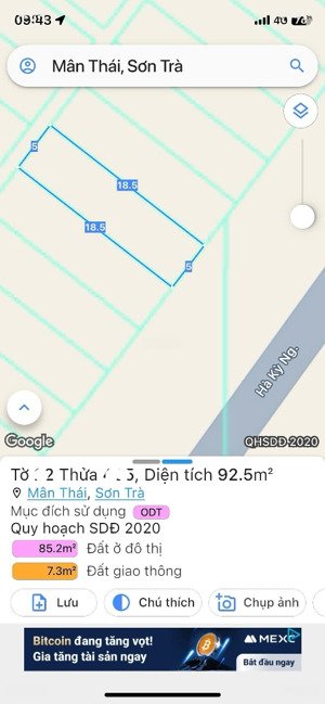mặt tiền hà kỳ ngộ diện tích 93m2, hướng đông xây căn hộ khách sạn giá 17,8 tỷ