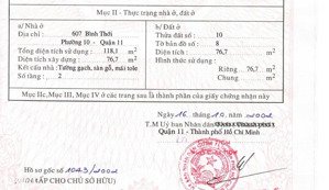 nhà mặt tiền 607 bình thới giá 10 tỷ 890 tr, diện tích ngang trên sổ: 4,2x18m nở hậu, 4,5m