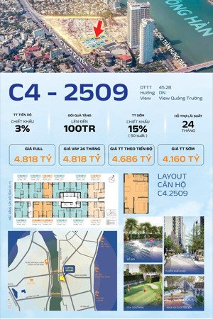 bán căn hộ 1pn bên sông hàn, sát vincom và vinpearl melia. dự án capital square đà nẵng.