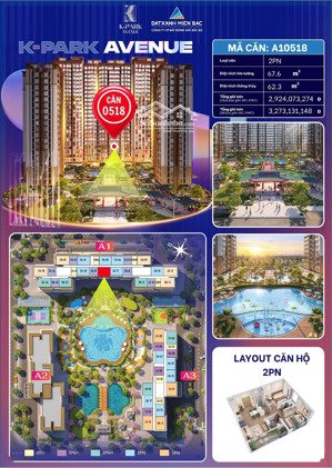 độc quyền căn 2pn tầng 5 view công viên bể bơi toà a1 k-park dự án vinhome star city lh 