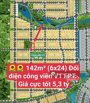 lô góc 142m² v1 fpt, đối diện công viên - giá hấp dẫn 5,3 tỷ