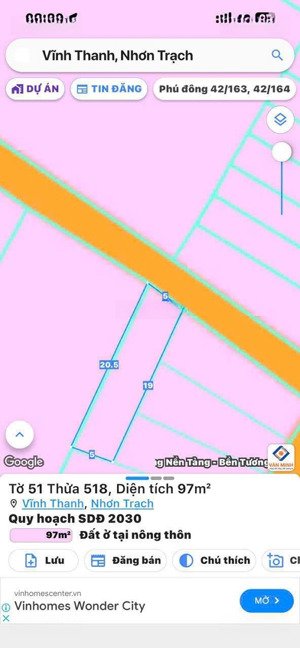 bán đất tại vĩnh thanh, nhơn trạch. full thổ cư, sổ sẵn sàng, tiềm năng sinh lời trong tương lai