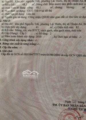 nhà 1 lầu sát chợ lái thiêu dt 48 có hoàn công giá rẻ