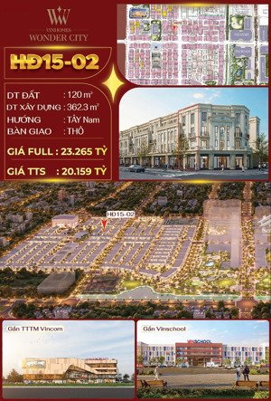 duy nhất biệt thự liền kề 120m2 tại vinhomes wonder city