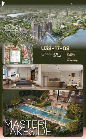 chỉ từ 1.1 tỷ sở hữu ngay căn hộ 2pn duy nhất view hồ, đón hoàng hôn tại masteri lakeside!