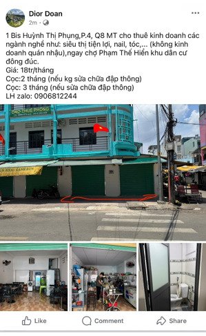 1 bis huỳnh thị phụng, p4,q8 cho thuê 2 kios mt kinh doanh
