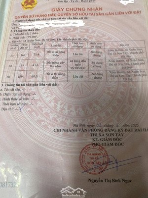 chính chủ cần bán mảnh đất gần chợ xuân khanh, ô tô đỗ cửa