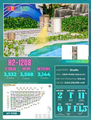 chỉ 1 tỷ sở hữu căn hộ dòng tiền 230 tr/th sun island cát bà view pháo hoa. fullđồ .