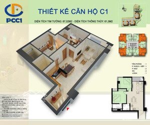 chính chủ bán căn hộ pcc1 - 67m2 - 2pn2vs - nhỉnh 3 tỷ - sđcc