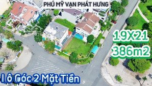 lô đất biệt thự đơn lập 386m2, vị trí góc đối diện công viên lớn, đẹp nhất kdc phú mỹ vạn phát hưng