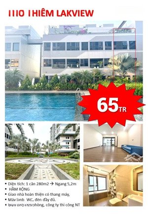 ** chuyên cho thuê nguyên căn văn phòng tại thủ thiêm lakeview, 289m2/5 tầng/65tr, trung tâm quận 2