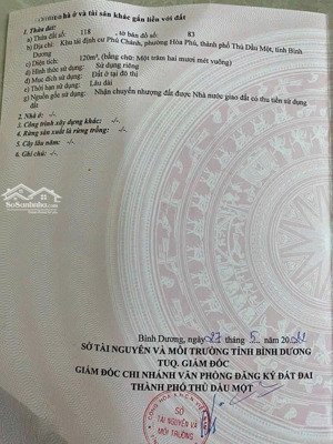 bán đất tại hòa phú, thủ dầu một, bình dương, giá tốt 3,3 tỷ, 120m2