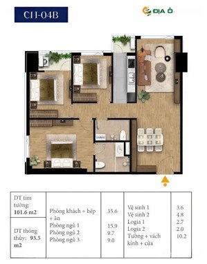 bán gấp căn hộ chung cư bluegem tower, 5,5 tỷ, 98m2, 3pn, 2wc, tứ hiệp, hà nội