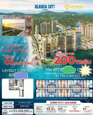 căn hộ 1pn view biển & đại lộ hoa tầm nhìn triệu đô tại blanca city