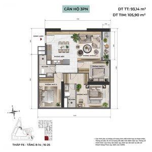 bán nhanh căn 3pn tòa f6 dự án sun feliza suites - hàng mới vừa khớp cọc