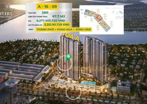 5,3 tỷ - căn 2pn masteri rivera toà a - view sông hàn + pháo hoa + thành phố