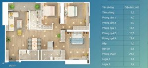 căn góc 3pn, 2vs, 107.9m2, tòa bid residence, tố hữu, hà đông