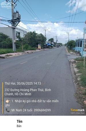 Đất mặt tiền hoàng Phan Thái Xã bình chánh. Huyện bình chánh