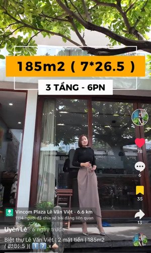 bán biệt thự đường lê văn việt|185m2( 7*26.5m) | 17.9 ty |3 tầng 6 phòng ngủ |full nội thất|uyên lê