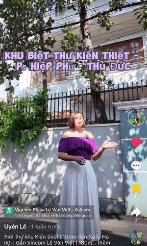bán biệt thự khu kiến thiết hiệp phú | 180m2( 11*15m) | 17.9tỷ| sân rộng, 4pn | khu đẹp | uyên lê