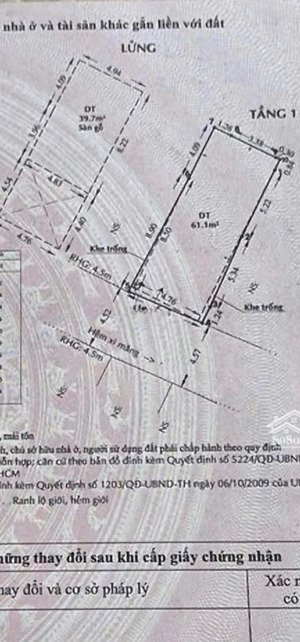 chỉ 6,5 tỷ - hẻm xe hơi tôn thất thuyết - sổ 64,5m2 (ngang 5,26 x 13)