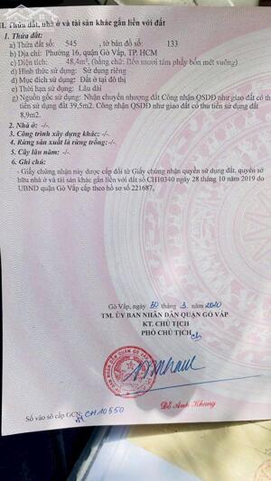 Bán nhanh lô đất hẻm 350 Nguyễn Văn Lượng, p16, Gò Vấp