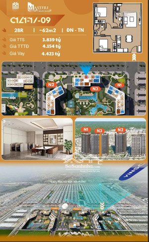 căn 2pn góc giá tốt siêu đẹp chỉ từ 3,8 tỷ - masteri trinity square