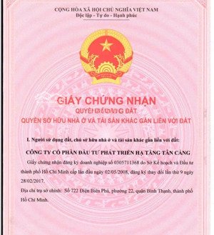 đất chính chủ kdc tân cảng - mt nguyễn duy trinh (quận 9 cũ) 5 * 17 - giá bán chính chủ 45 triệu/m2
